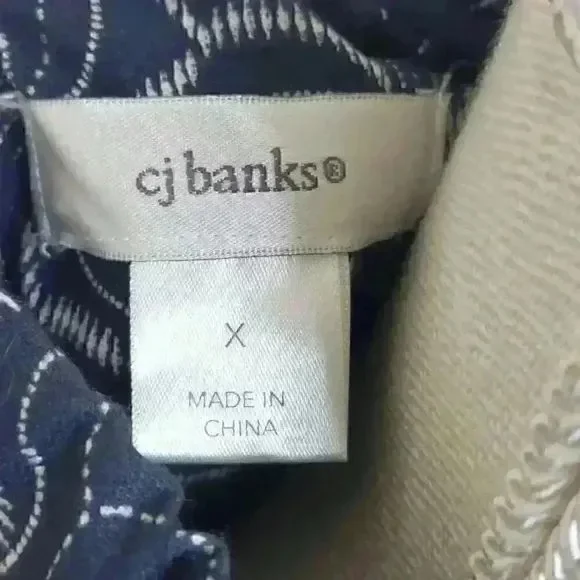 XL CJ Banks Women's 3/4 Sleeve Abstract Button Up Jacket 100% Cotton - Picture 5 of 13